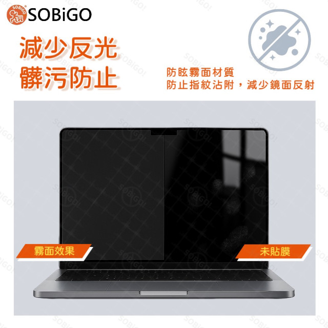 SOBiGO 鎖必隔｜MacBook 專用磁吸式防窺抗藍光保護片｜一秒吸附 不留殘膠 支援 Air / Pro 13/14/15/16吋