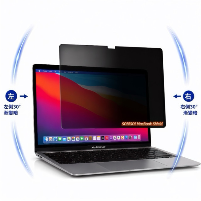 SOBiGO 鎖必隔｜MacBook 專用磁吸式防窺抗藍光保護片｜一秒吸附 不留殘膠 支援 Air / Pro 13/14/15/16吋