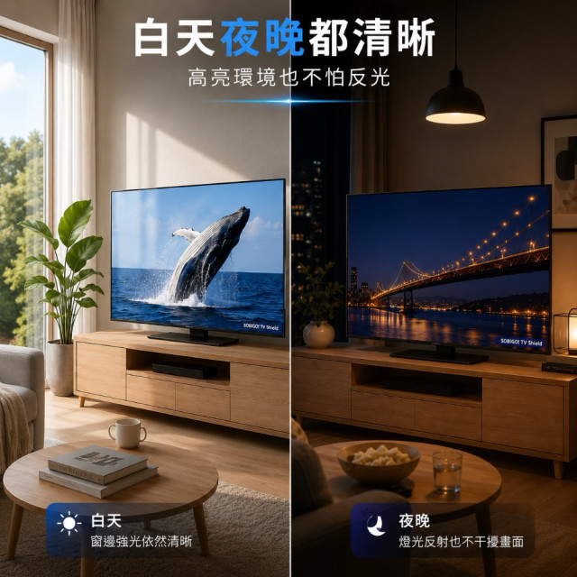 SOBiGO 鎖必隔｜電視專用高透光抗藍光防護膜 (環狀膠・快速貼合款)｜32-75吋
